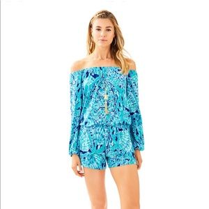 Lily Pulitzer Lana Off The Shoulder Romper Tortuga
